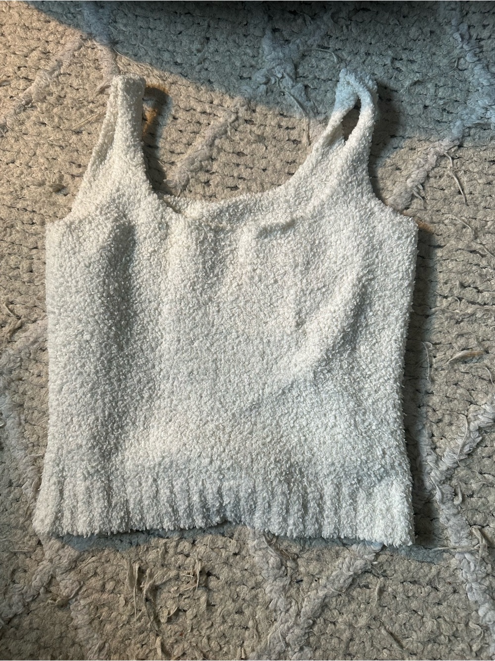 SKIMS White Bouclé Tank Top